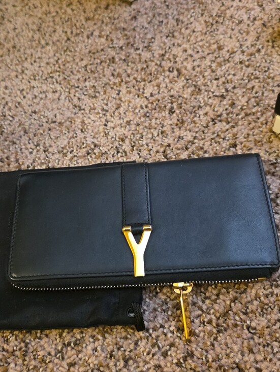 Saint Laurent Handbags - Saint Laurent Black Leather Wallet with Gold Hardware/Like New/ PRISTINE